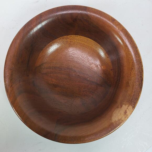 Antique Vintage Primitive Bowl 7 Inch Wood Walnut Salad Handcrafted SET OF 6 - Picture 3 of 14